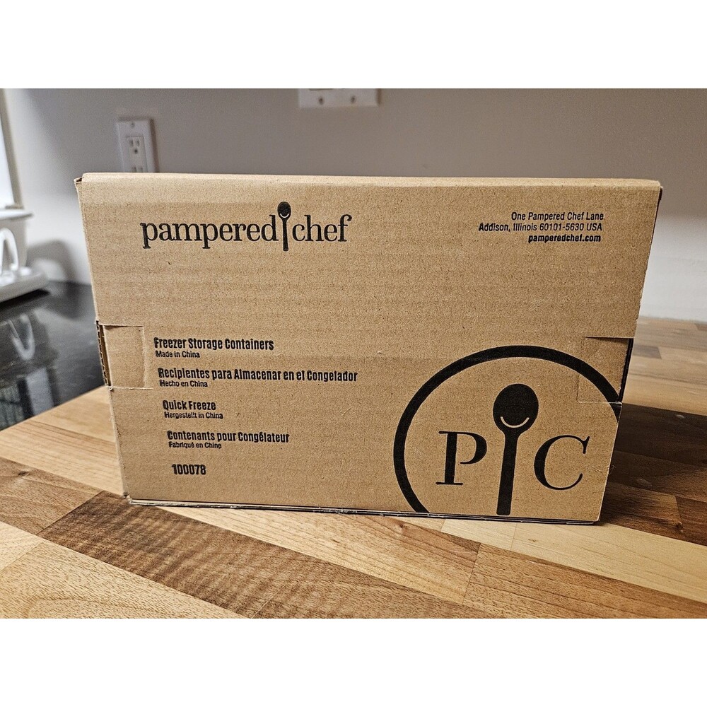 Set of 2 Pampered Chef Freezer Storage Containers with Lids #100078 NIB